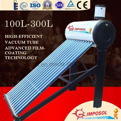 100L 300L Nonpressure Galvanized Steel Vacuum Tube Solar Energy Water