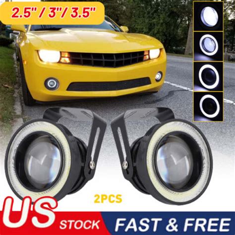 Inch Cob Led Fog Light Projector Car Angel Eyes Halo Ring Drl