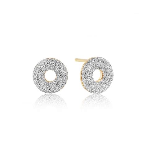 PURE Silver Sterling Silver Yellow Gold Gilded Cz Open Circle Earring