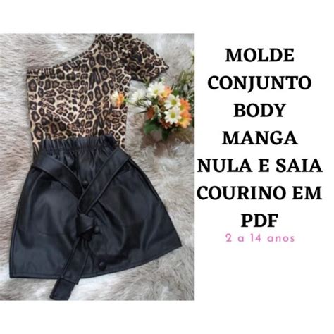 Molde de Saia Courino Body Manga Nula Conjunto em PDF Atacadão da