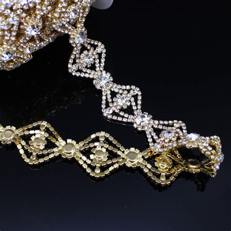 1 YARD Rhinestone Bridal Trim Bridal Kralen Zilver Grandado