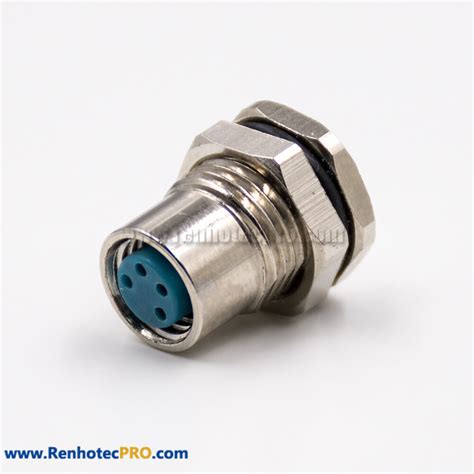 M Pin Circular Connector Female Straight Waterproof Front Mount