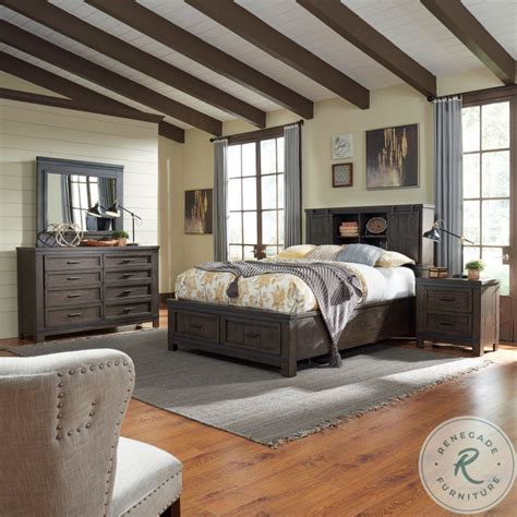 Thornwood Hills Rock Beaten Gray Bookcase Bedroom Set From Liberty