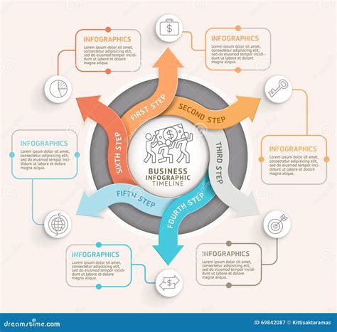 6步箭头圈子infographics模板 也corel凹道例证向量 向量例证 插画 包括有 圈子 收集 69842087