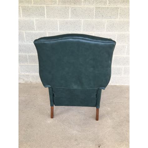 Lazy Boy Classics Wing Back Chippendale Style Dark Green Leather Recliner Chair Chairish