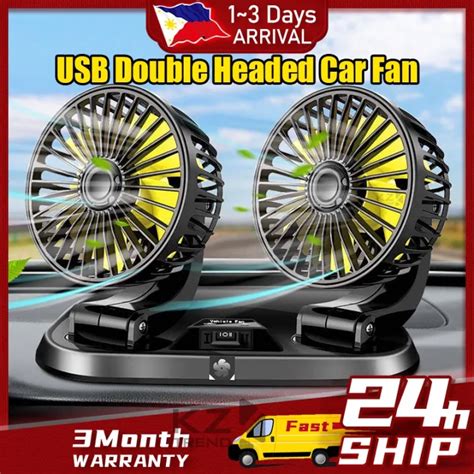 Cod Ready Stock Car Fan 12v Usb Car Electric Fan Double Headed Vehicle