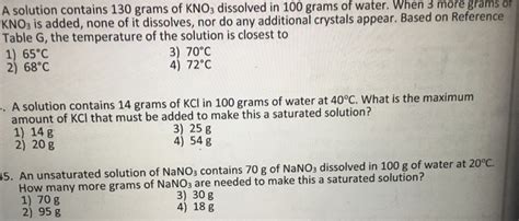 Solved A Solution Contains 130 Grams Of Kno3 Dissolved In