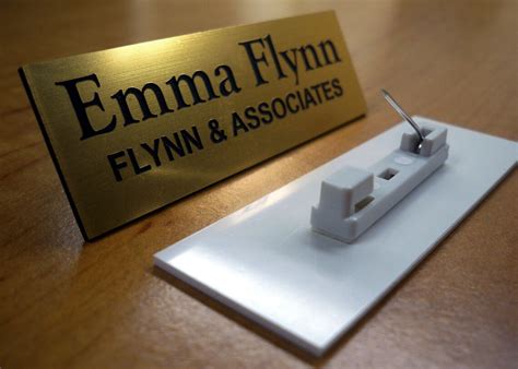 Custom Engraved 1x3 Brushed Gold Name Tag Badge With Pin Etsy