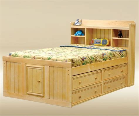 Full Size Captain Bed Frame With Storage Tiered Drawers And Single Door