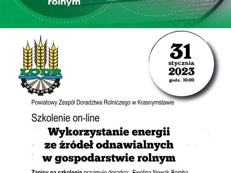 Wykorzystanie Energii Ze R De Odnawialnych W Gospodarstwie Rolnym