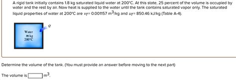 Solved A Rigid Tank Initially Contains Kg Of Saturated Liquid