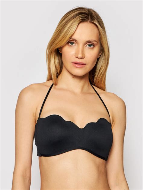 Seafolly Góra od bikini Petal Edge Bandeau Bustier 31168 065 Czarny