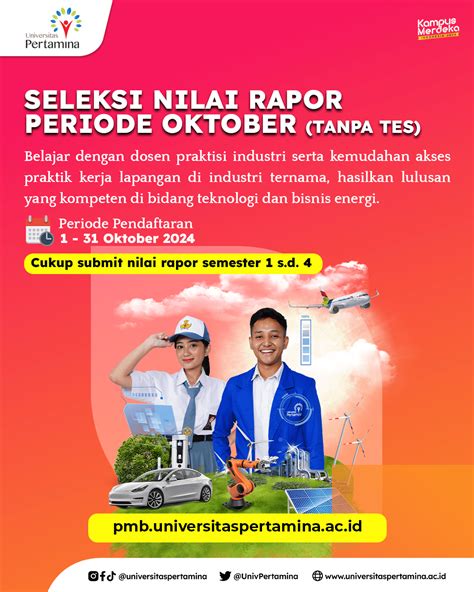 Seleksi Nilai Rapor Periode Desember 2025 PMB Universitas Pertamina