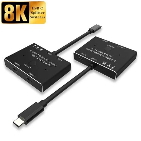 Kvm Usb C Two Way Switch 1x2 2x1 Usb 3 1 Splitter Data Video Switcher