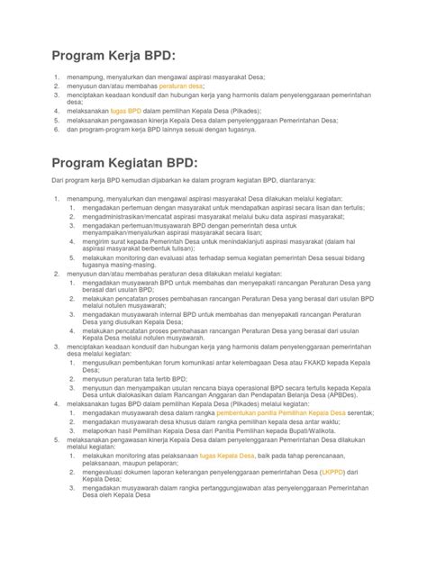 Program Kerja Bpd Pdf