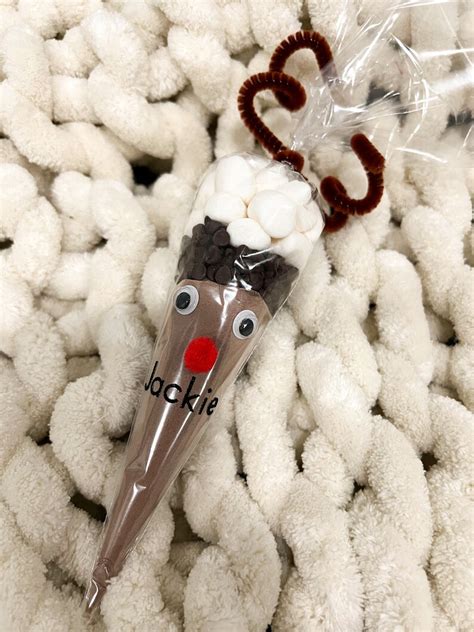 Personalized Reindeer Hot Chocolate Cocoa Cone Stocking Etsy