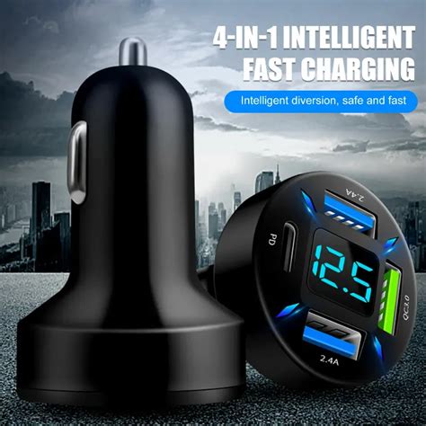 Incarcator Auto Cu Voltmetru Usb Type C Pd Fast Quick Charge La