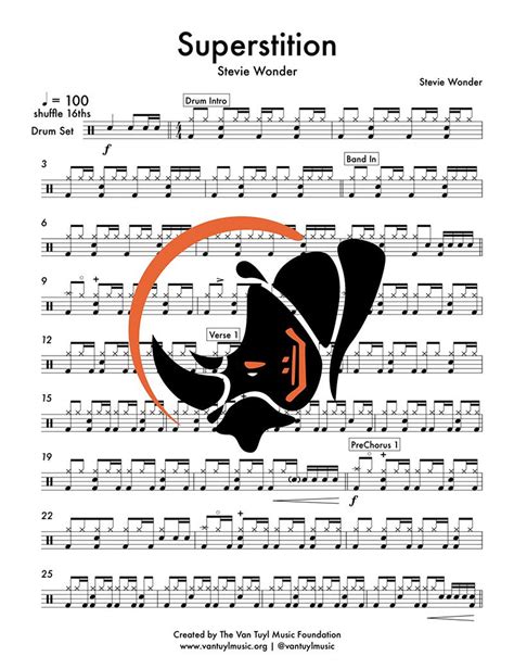 Superstition by Stevie Wonder Drums Sheet Music