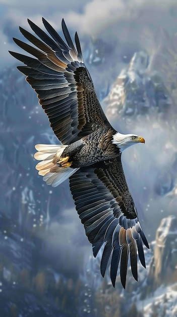 Premium Photo Soaring Bald Eagle With American Flag Background