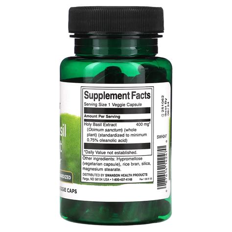 Swanson Holy Basil Extract 400 Mg 60 Veggie Caps