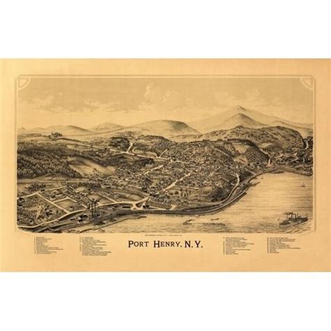 Old Map of Port Henry New York 1889 Essex County Poster Print (36 x 54 ...