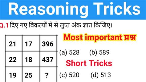 Reasoning Tricks In Hindi।।ssc Cgl Reasoning।। For Ssc Gd Mts Group D