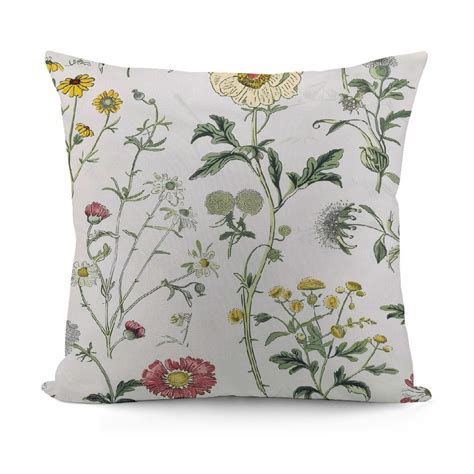 Creowell Pillow Cases Pillowcases White With Yellow Botanical Flowers