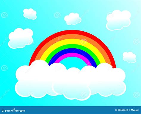 Rainbow and Clouds stock illustration. Illustration of summer - 23659616