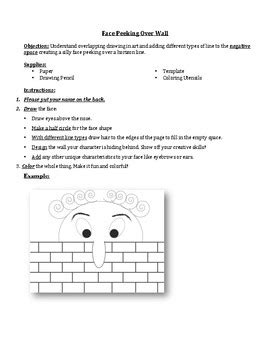 Face Peeking Over Wall Drawing Activity By KRIOpie Design TpT