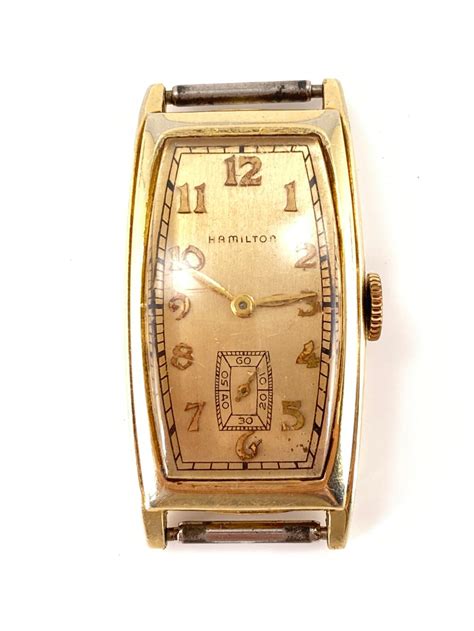 Antique Art Deco Hamilton 14k Gold Filled Mens Wrist Watch