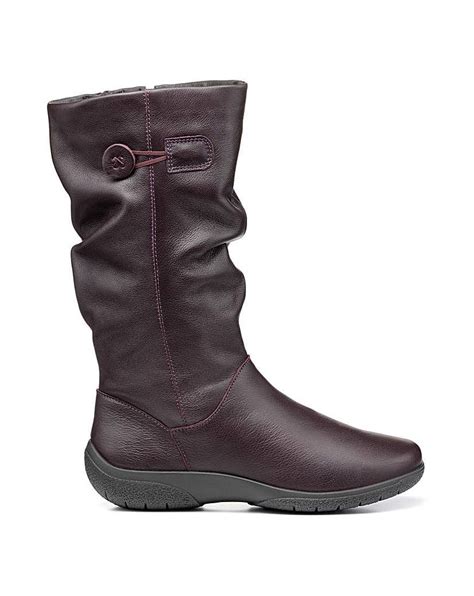 Hotter Derrymore Ii Wide Mid Calf Boot Plum Mid Calf Boots Wide Fit