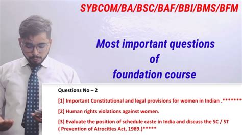 Most Important Questions Of Foundation Course Sybcom Baf Bbi Bfm