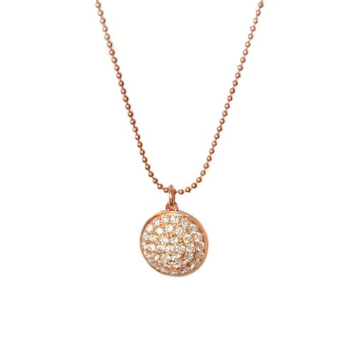 Diamond Disc Necklace 14k Solid Rose Gold Vivien Frank Designs