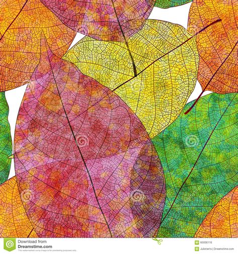 Seamless Pattern With Colored Autumn Leaves Vector Eps Stock