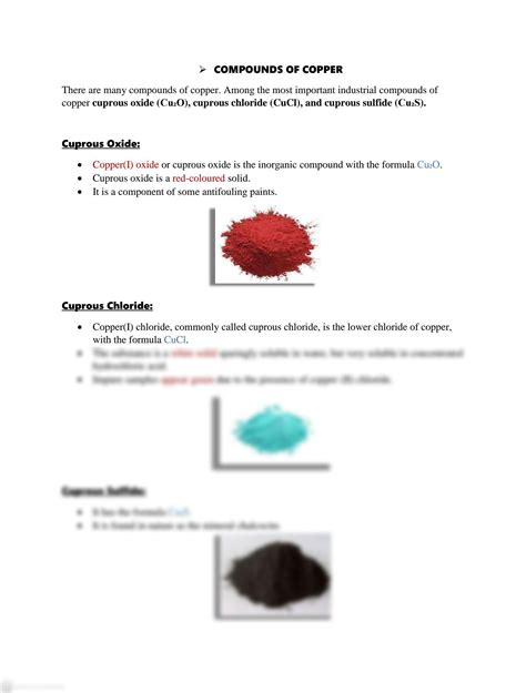 SOLUTION: compounds of copper - Studypool