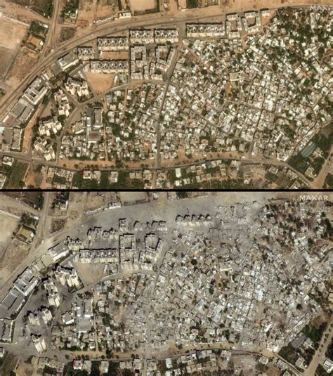 صور أقمار صناعية تظهر حجم الدمار الناجم عن القصف الإسرائيلي لغزة خلال