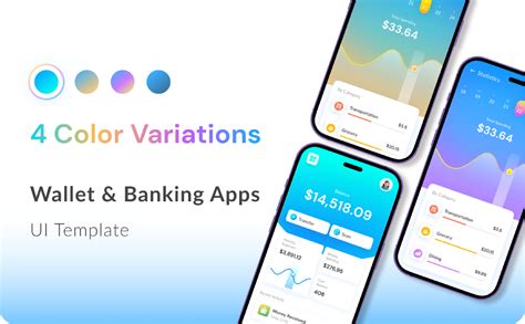 Wallet Banking Apps UI Template With Color Variations Figma