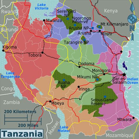 Tanzania Regions Map - Mapsof.Net