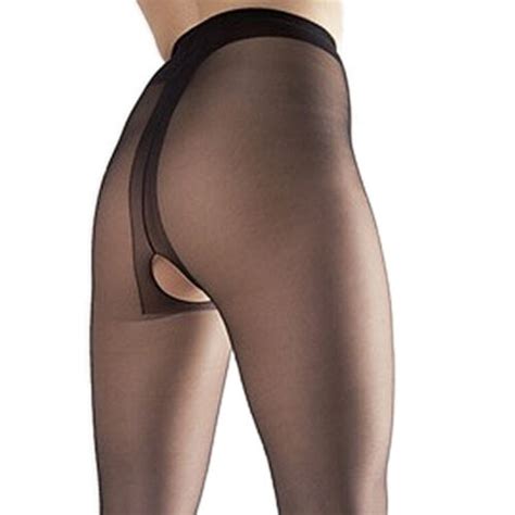 Sexy Damen Strumpfhose S M L Xl Schritt Offen Schwarz Dessous