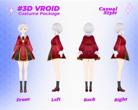 Vroid Style Revolution 3d Casual Girls Fashion Pack Vroid Clothing