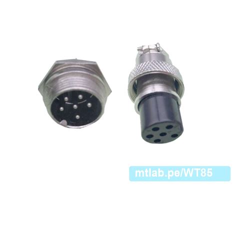 GX16 Conector plug y jack metalico número 16 Eurodin M H 6 pines MTLAB