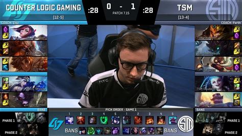 Tsm Vs Clg Game Na Lcs Summer Week Counter Logic Gaming