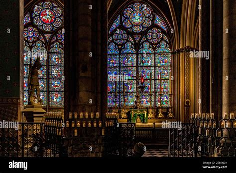 Stained Glass Windows And The Altar Of Saint Georges Chapel A Side