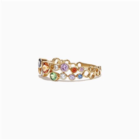 Effy Watercolors 14k Yellow Gold Multi Sapphire And Diamond Ring 1 03