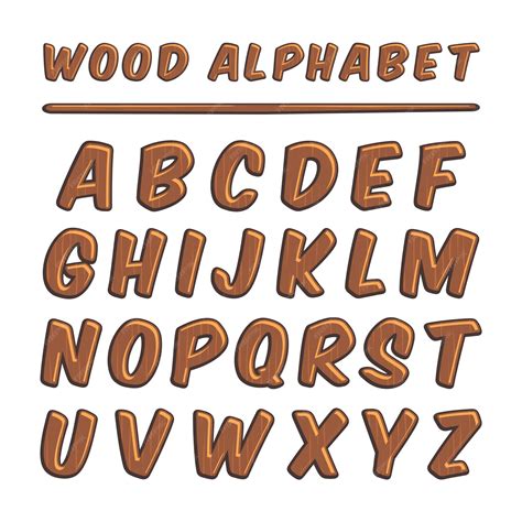 Premium Vector Wood Alphabet Wooden Typography Letters Font