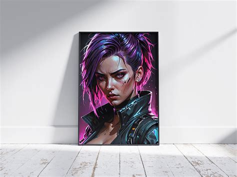 Cyberpunk 2077 Inspired Wall Art Futuristic Girl Portrait Digital Print ...