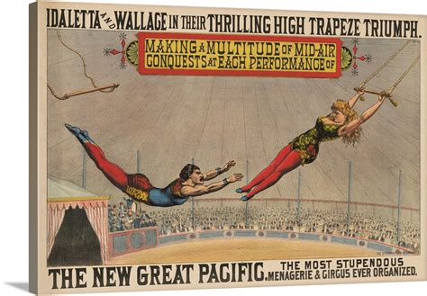 Vintage Circus Poster Of Trapeze Performers Idaletta And Wallace On The