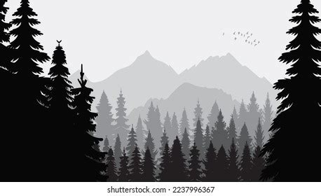 Mountains Forest Silhouette Design Vector Isolated Stock Vector ...