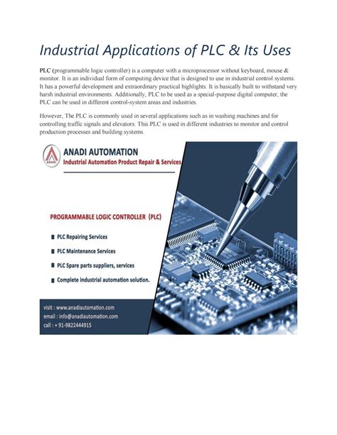 Industrial Applications of PLC & Its Uses by anadi automation - Issuu