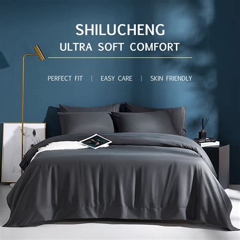 Shilucheng Bed Sheet Set Microfiber 1800 Threads Egyptian Super Soft